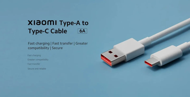 Cable Xiaomi 6A Type-A to Type-C Blanco