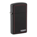 Encendedor Zippo 1618ZB Slim Black Matte Red Border & Logo