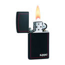 Encendedor Zippo 1618ZB Slim Black Matte Red Border & Logo
