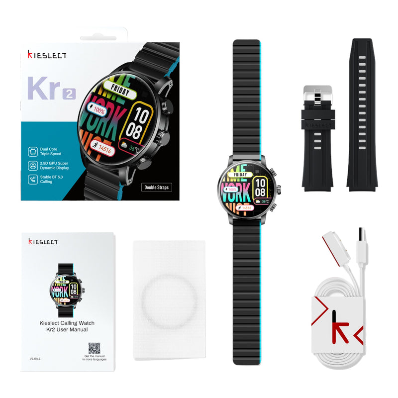 Smartwatch Kieslect Kr2 Negro Llamadas y Correa Adicional