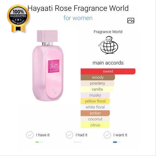 Fragrance World Hayaati Rose Edp 100ml Mujer