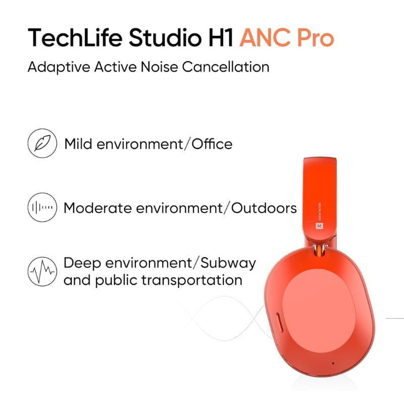 Audifonos Realme Techlife Studio H1 Inalambricos Rojo