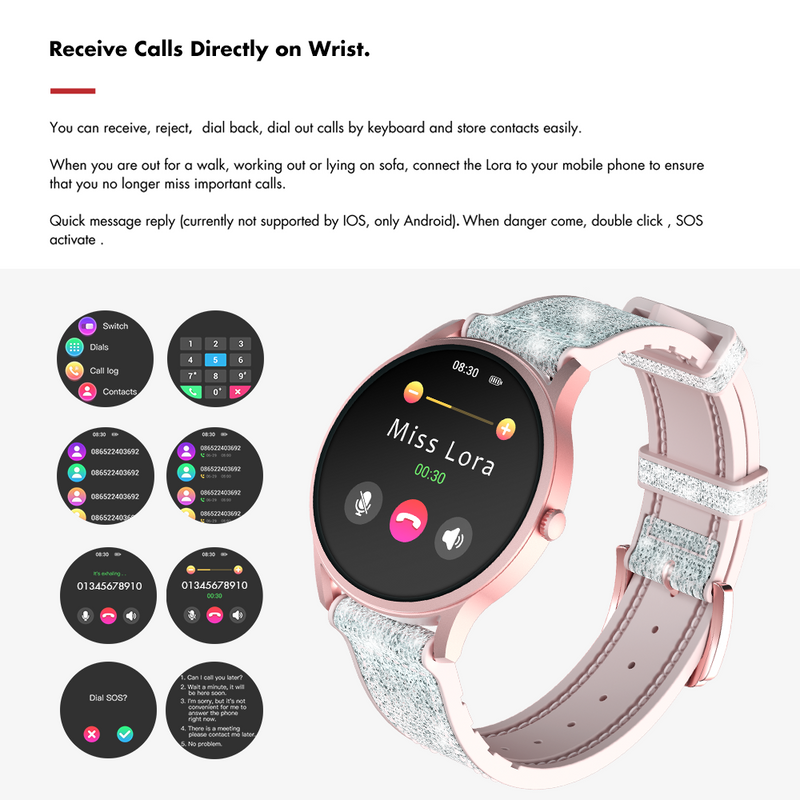 Smartwatch Kieslect Lora Llamadas Pink + Correa de Regalo